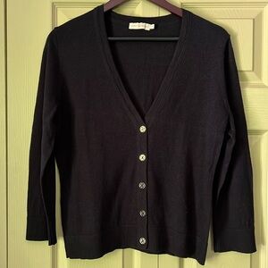 Tory Burch Cardigan Size XL Navy Blue Gold Buttons